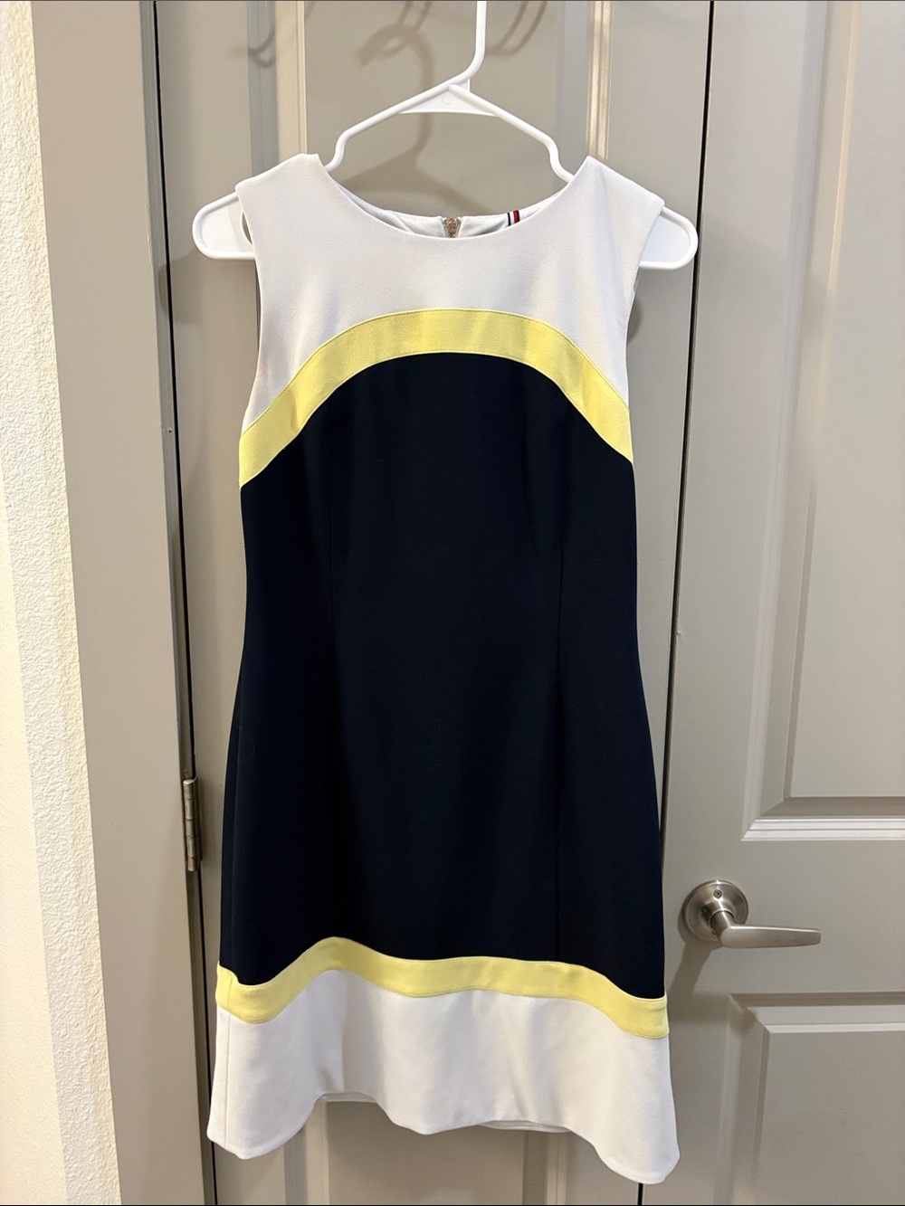 Tommy Hilfiger White Dress with Navy & Red Trim